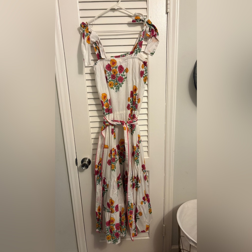 Victoria Dunn White Dress with Floral Accents